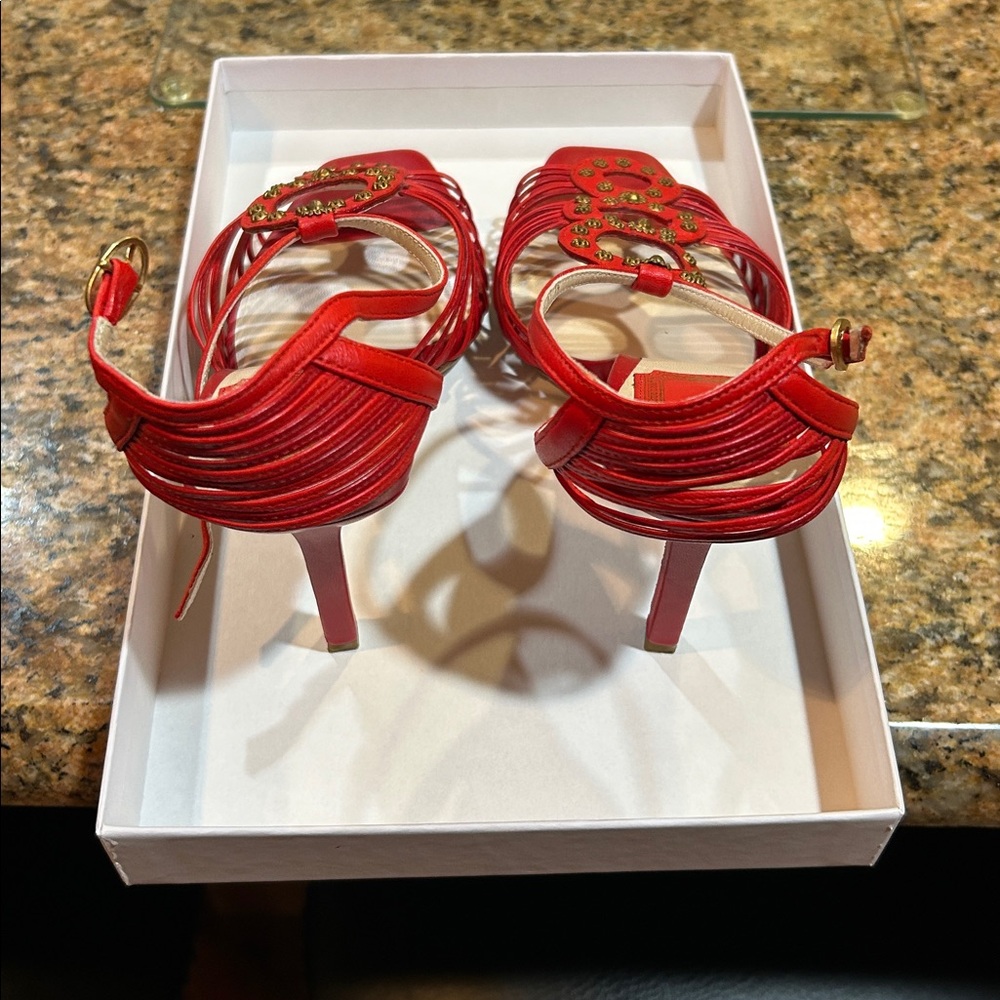 Dior Red Embellished Heels - Picture 2 of 5